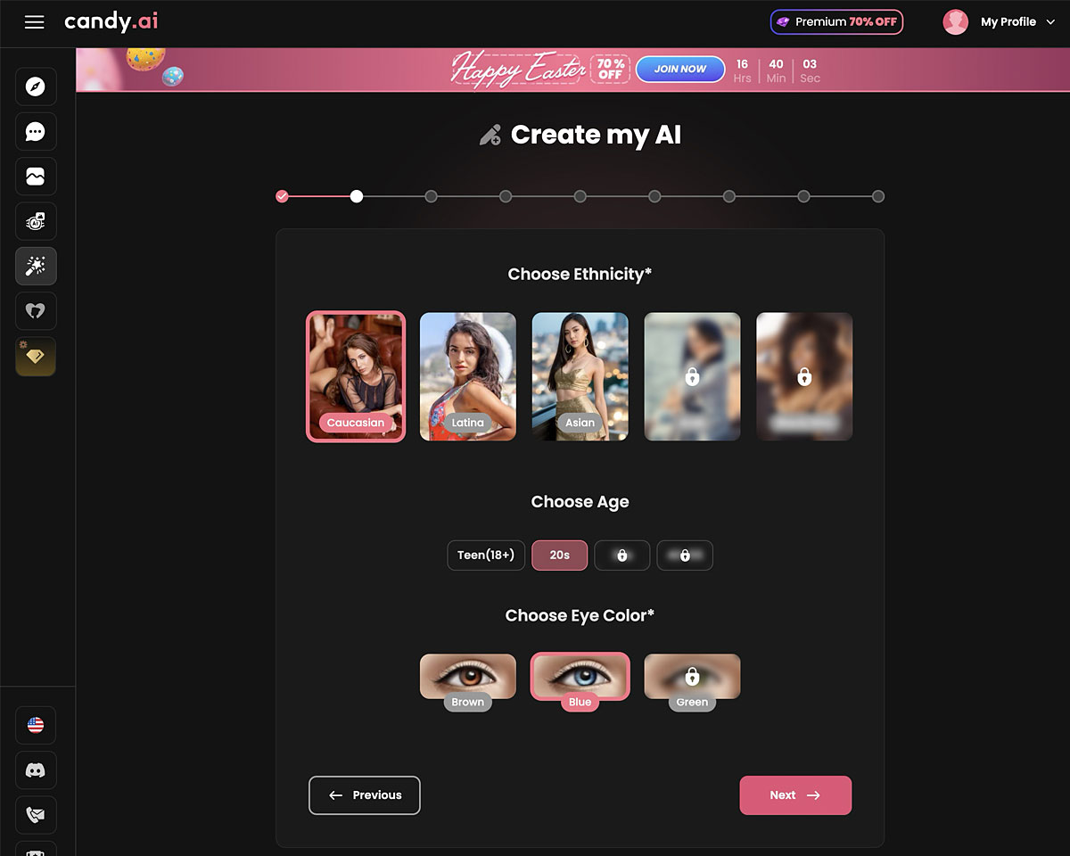 AI companions Customization Screenshot